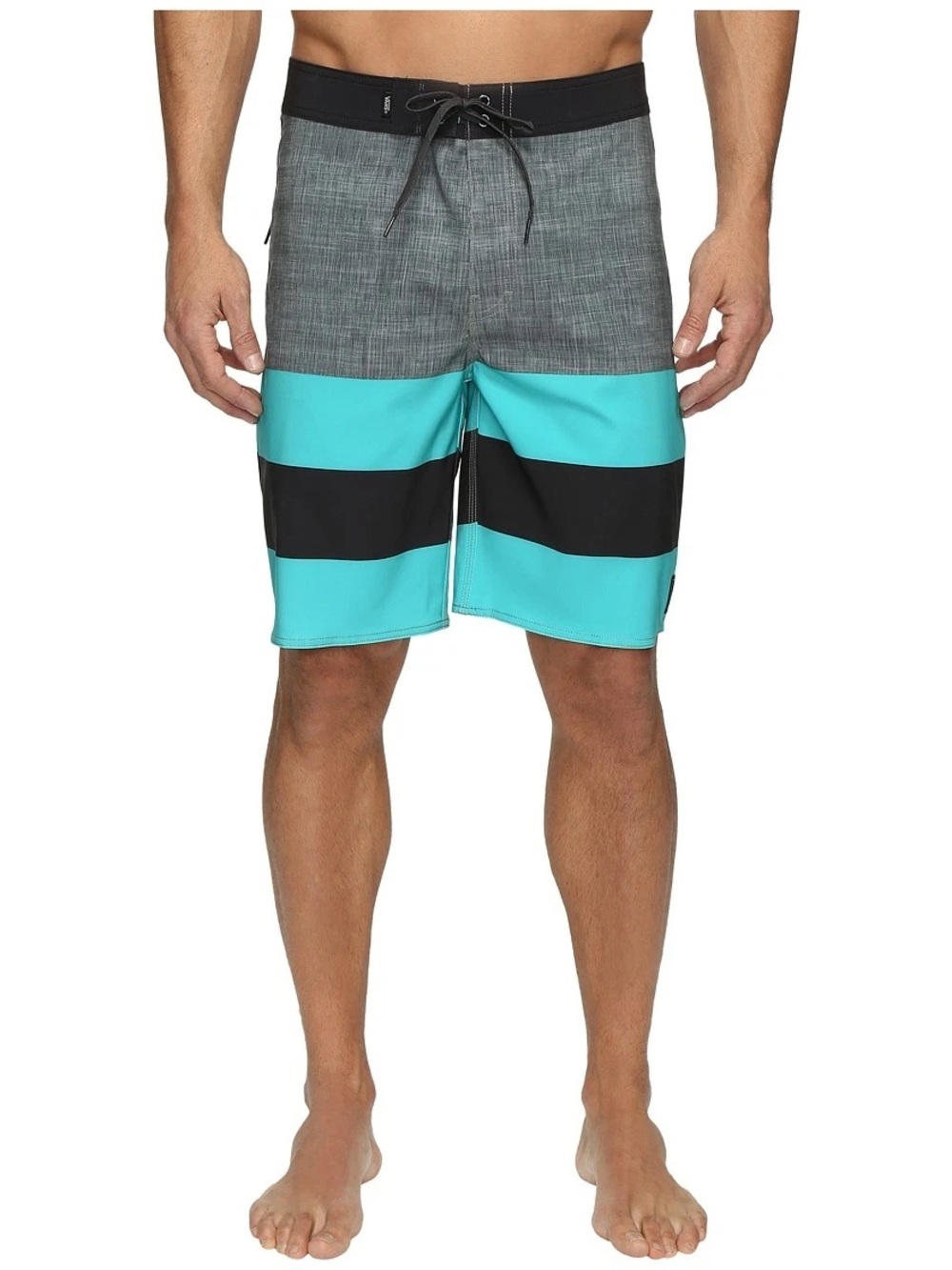 Vans Men’s Gray, Teal and Black Stripe Board Shorts size 32